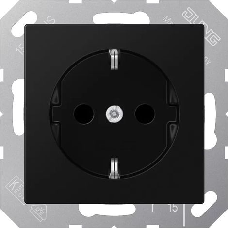 Jung SCHUKO Steckdose, 16 A 250 V , Thermoplast lackiert, Serie A, graphitschwarz matt A1520BFSWM (1/2)