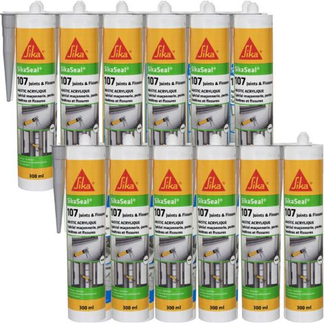 Set di 12 SIKA Sikaseal 107 Sigillanti per giunti e fessure - Grigio - 300ml