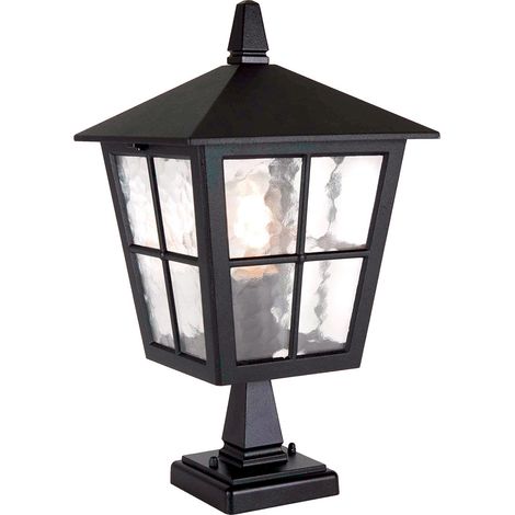 Elstead Canterbury - Lanterne sur piédestal d'extérieur à 1 ampoule noire IP43, E27