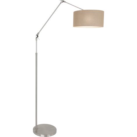 Sienna Prestige Chic Lampada da Terra con Paralume Acciaio Spazzolato, Grigio Lino (1/4)