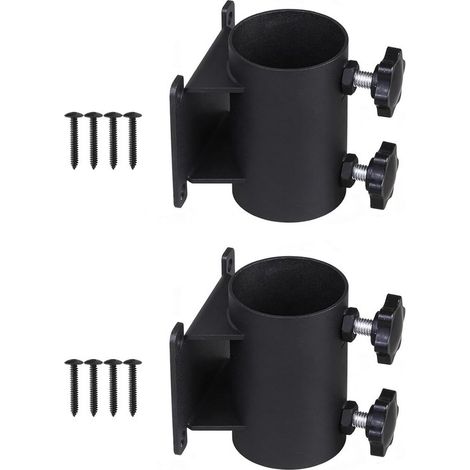 Pince pour parasol, lot de 2, support pour parasol de balcon, fixation pour parasol, pour mâts de 38 à 50 mm de diamètre, pince spéciale pour balcon (1/5)