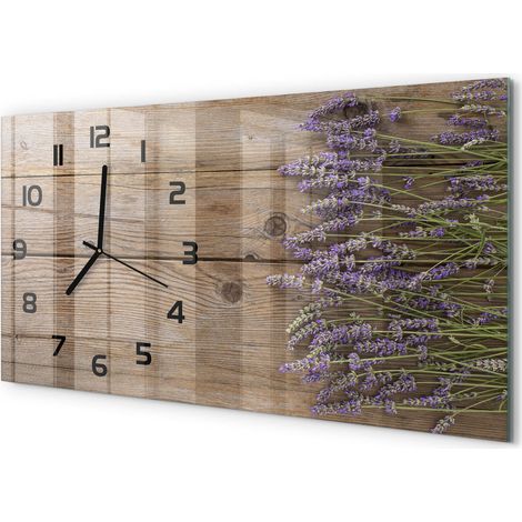 Horloge Murale Au-dessus du Canapé 60x30 cm Design Moderne Silencieux Lavande sur bois (1/5)