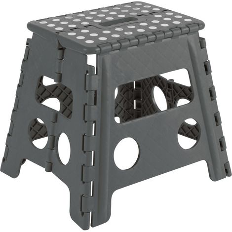 ARREGUI Kleiner Klapphocker, Falthocker für Kinder und Erwachsene, Faltbarer und Tragbarer Klapphocker, 150 Kg Belastbarkeit, Hocker für Küche, Bad, Camping, Garten, 32 cm hoch, Grau TB-032-G