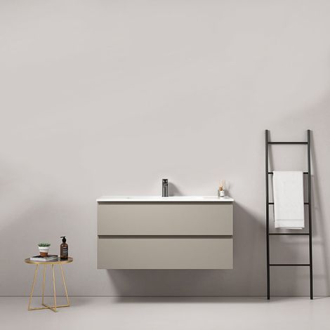 Mobile bagno sospeso 80 cm Grigio Cenere Lavabo in Ceramica Senza Specchio - Fiji Paint (1/5)