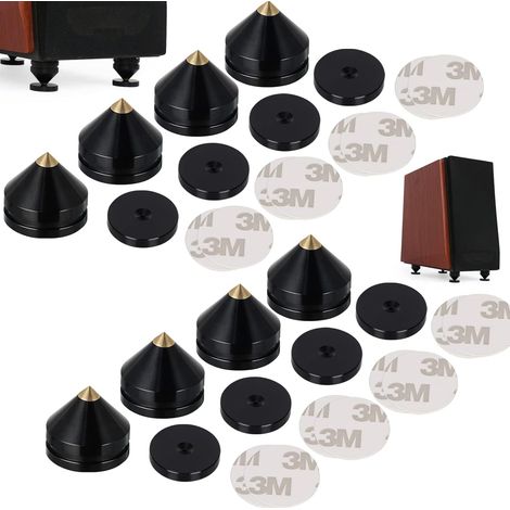8 Pack Speaker Spikes, Aluminium Alloy Speaker Stands, Shock Absorber Speaker Stands, Speaker Stands for Hi-Fi Speakers, CD DVD Players, Black (1/5)