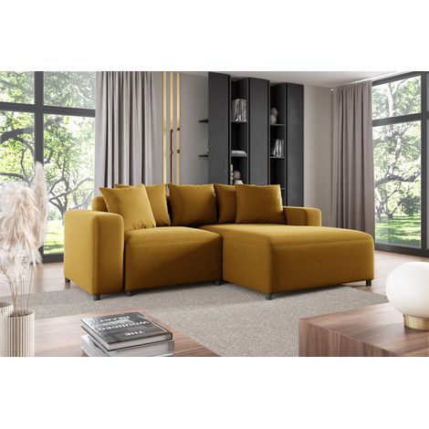Ecksofa Designersofa Sofa MEGAN XS in Stoff Salvador Honiggelb Ottomane Rechts (1/2)