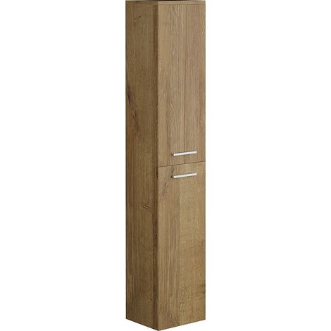 Vente-Unique – Colonne de salle de bain suspendue 160cm – 6 étagères en panneau de particule stratifié – Pose à suspendre – Éco-responsable