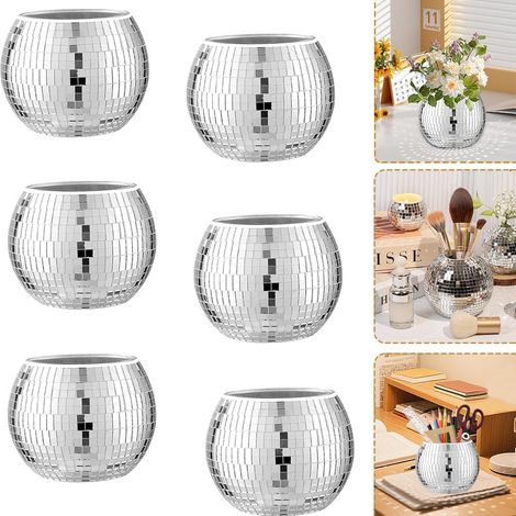 6 Pièce Pot de Fleurs de Boule Disco,Pot de Fleurs Disco Jardinière disco argentée,Vase boule disco, Bureau,Salon,Décoration Végétale,Décoration d'intérieur,Cadeau d'anniversaire (1/5)