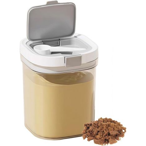 Boîte à lait en poudre, boîte de conservation, sucrier avec cuillère, boîte de rangement pour café et produits secs, boîte à portions, 1300 ml, empilable, Le (1/5)