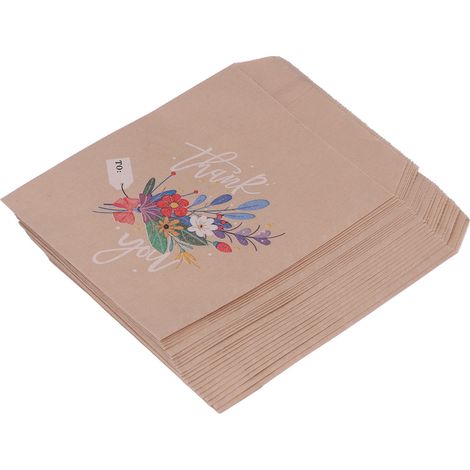 Jolis sacs cadeaux de remerciement en papier kraft avec autocollants, motifs de dessins animés, enveloppes portables, sacs à bonbons, articles de fête, bouquets. (1/5)