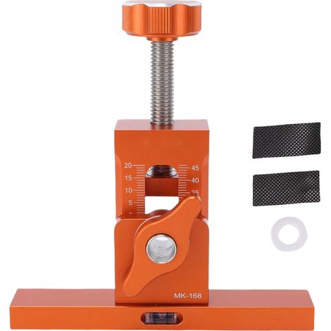 Gabarit pose porte meuble avec base support niveau à bulle outil positionnement alliage aluminium longueur réglable orange (1/5)