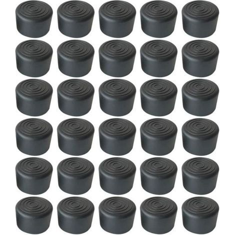 Lot de 100 embouts en caoutchouc pour pieds de meubles - Forme ronde - Protection du sol de chaise, canapé - Antidérapant - 25 mm