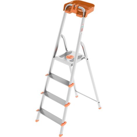 Colombo Scala Pieghevole Alluminio Attica 3/4/5/6/7/8 Gradini Senza Rivetti  Scala 4 Gradini Robusta con Piattaforma e Vaschetta Portautensili  Portata 150kg  Conforme EN131 TÜV-GS  Made in Italy (1/5)