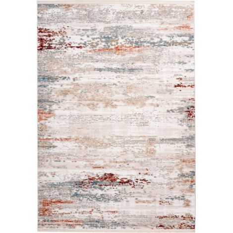 Tapis Vintage à Franges "Akropolis III" Gris & Rose 80 x 150 cm (1/4)