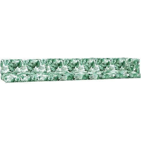 Coussins de plateau, ensemble de 7 pièces, tissu à motif de feuilles. (1/5)