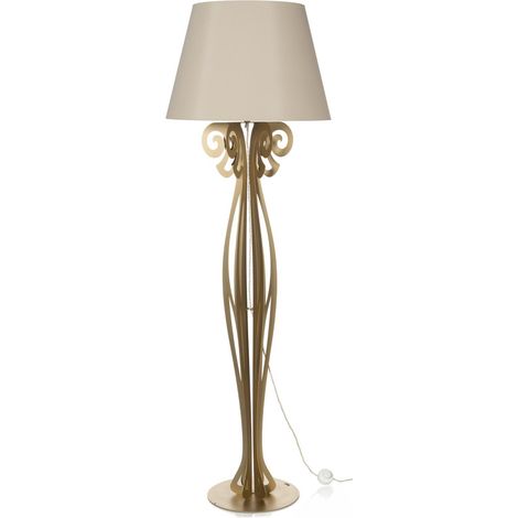 Lampada da terra Circeo 60x180 cm Struttura in ferro oro con paralume color sabbia Design vintage moderno con interruttore a pedale Made in Italy (1/2)