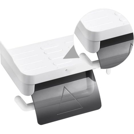 Dérouleur papier toilette - ABS - sans perçage - avec étagère (1/5)