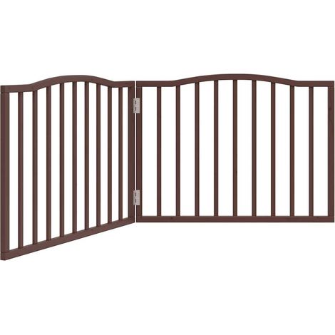 Barrière de sécurité pour chien animaux de compagnie pliable 2 panneaux 160 cm bois de peuplier marron
