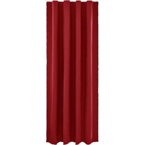 Rideaux occultants thermiques et insonorisants en polyester rouge, idéaux pour les chambres et les home cinémas. (1/4)