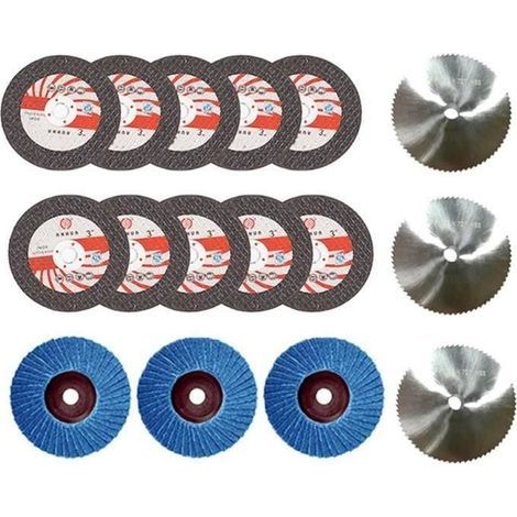 16 PièCes 75X10Mm Angle Meule Ensemble Bois MéTal Disque de Coupe HSS Carbure Feuille de Polissage pour 12V Mini Meuleuse D'Angle (1/4)