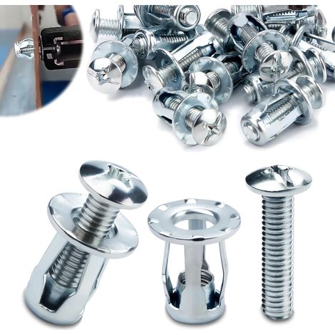 Lot de 15 ancrages métalliques M8 x 30 pour murs minces et portes creuses en tôle de fer (1/5)