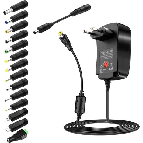 Adaptateur secteur réglable 30 W (12 V 1 A 2 A), chargeur universel avec 14 ports. (1/5)