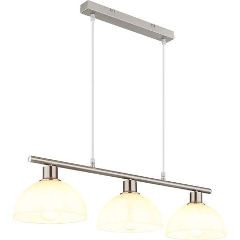 Pendelleuchte Hängeleuchte Deckenleuchte Metall Nickel matt Glas opal H 120 cm