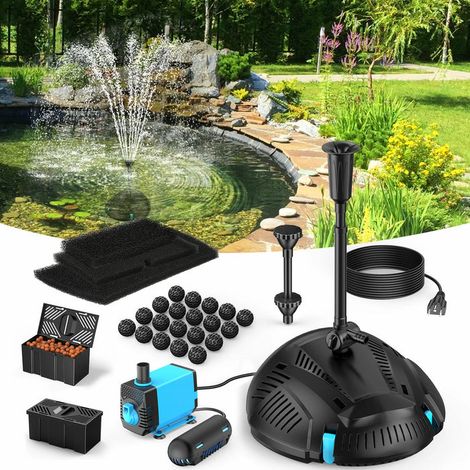 POPOSOAP Kit filtre bassin 40W avec clarificateur UV, fontaine & pompe 2500 L/h pour bassin de jardin