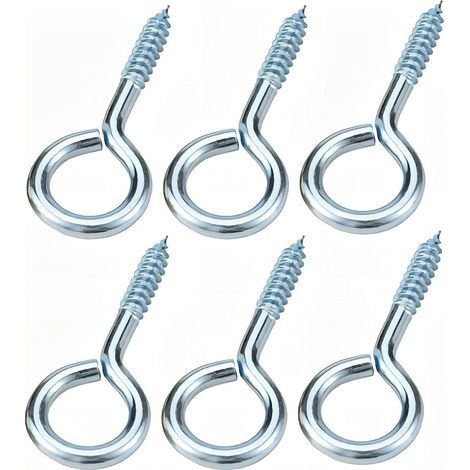 Confezione da 20 viti ad occhiello da 30 mm, autofilettanti, tonde, con gancio in metallo, per legno, fissaggio di fili, decorazioni per interni ed esterni (1/5)