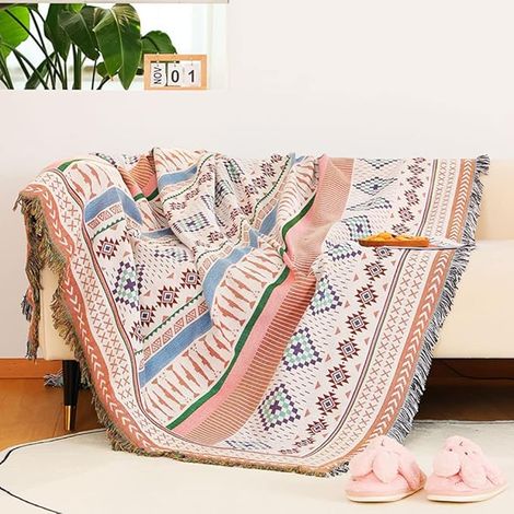 Southwest Throw Blankets Double Sided Aztec Southwest Throws Cover Multi-Function for Couch Chair Sofa Bed Outdoor Beach Travel 71"x91"