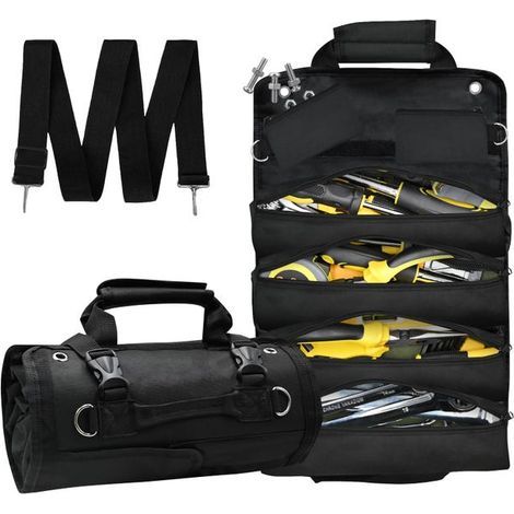 Organizzatore per borsa portautensili – piccola borsa portautensili con tasche rimovibili, robusto, organizer arrotolabile per borsa portautensili con 6 tasche portautensili (1/5)