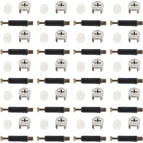 Kit de 40 pièces de quincaillerie pour meubles : vis à came de fixation pour armoires et penderies - connecteurs et raccords de connexion (1/5)