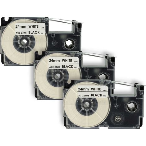 vhbw 3x Label Tape Replacement for Casio XR-24WE, XR-24WE1 for Label Printer 24mm Black on White (1/4)