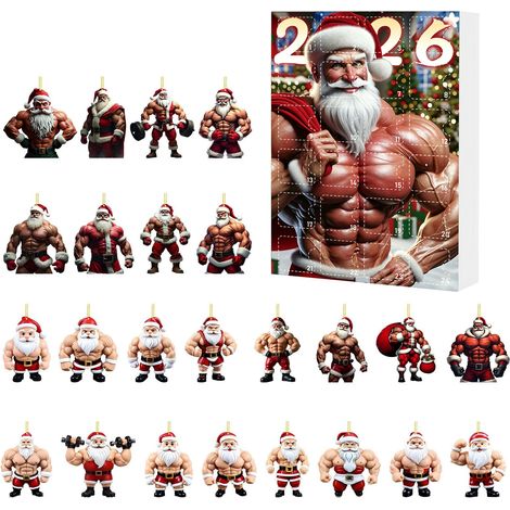 Magnifique figurine de Père Noël dans une boîte surprise, calendrier de l'Avent, décoration de sapin de Noël en acrylique plat style D (1/2)
