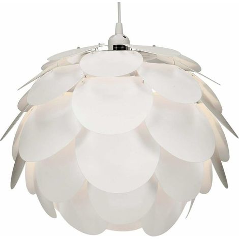 Lampe Puzzle Suspension Plafond Luminaire Abat Jour Fleur avec Câble et Bague E27 Lustre Chambre Salle à Manger Cuisine Salon Blanc