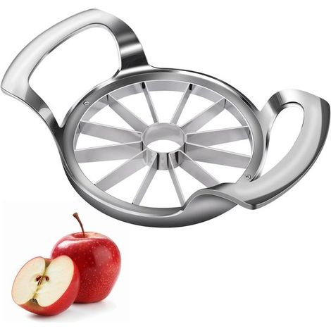 Tagliamele 18 x 10,5 cm, snocciolatore per mele con 12 lame, tagliamele in acciaio inox, separatore di mele (argento), tagliamele, tagliafrutta, snocciolatore per frutta (1/5)