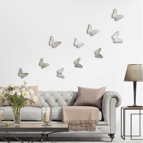decoro murale 3d "silver metal butterflies"