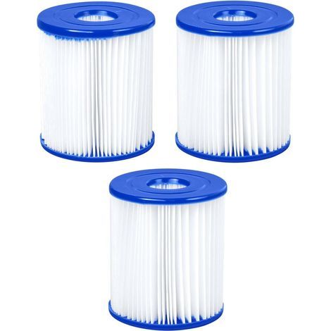 Filter Cartridge, 3 Pcs Bestway Size II Swimming Pool Filter, Inflatable Swimming Pool Circulation Water Filter Pump, for Tubular Swimming Pool Cleaning (1/5)