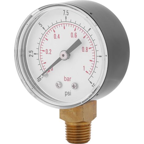 Manomètre miniature basse pression pour carburant, air, huile ou eau 0-15 psi / 0-1 bar BSPT
