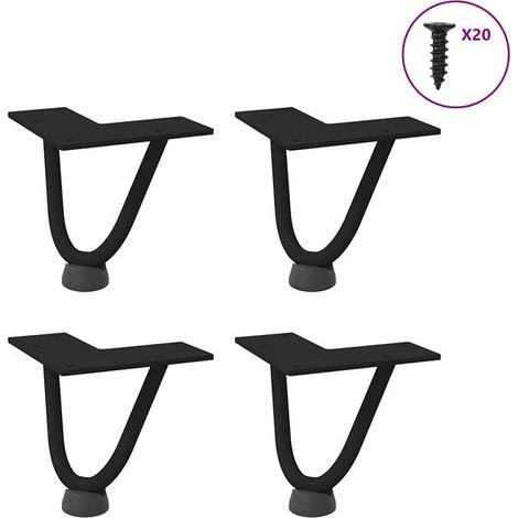 Lot de 4 Pieds en Épingle à Cheveux pour Table Basse, 10 cm, Acier Massif, Noir (1/5)