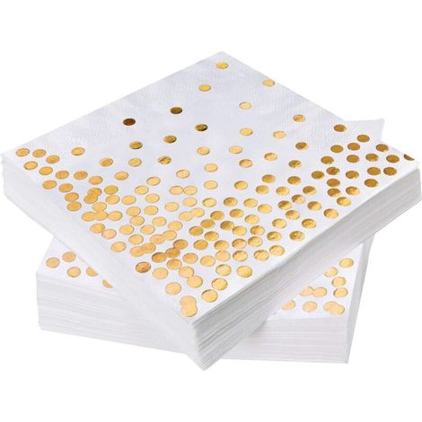 Serviettes de table dorées, 60 pièces, 2 plis, serviettes cocktail, 33 x 33 cm (1/5)