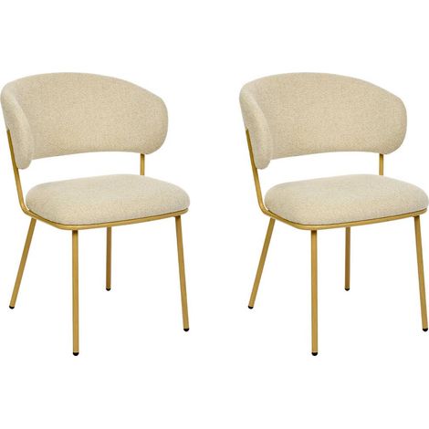 Lot de 2 chaises de salle à manger coloris Beige avec structure en acier Noir - Longueur 54 x Profondeur 58 x Hauteur 79 cm