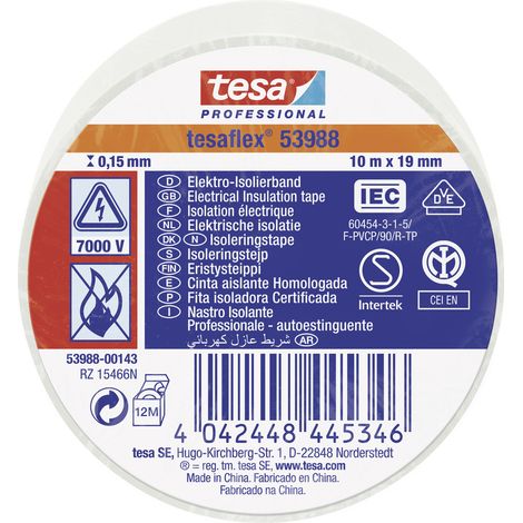 tesa PVC-Elektroisolierband 10m x 19mm, weiß 10 Stk (1/2)