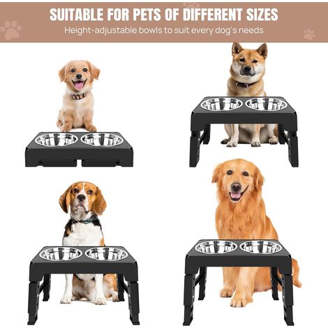 Support de bol pour chien à hauteur réglable, mangeoire rehaussante réglable en hauteur à quatre vitesses (8-30 cm), adaptée à la plupart des races de chiens / conception anti-dumping et anti-éclabous (1/5)