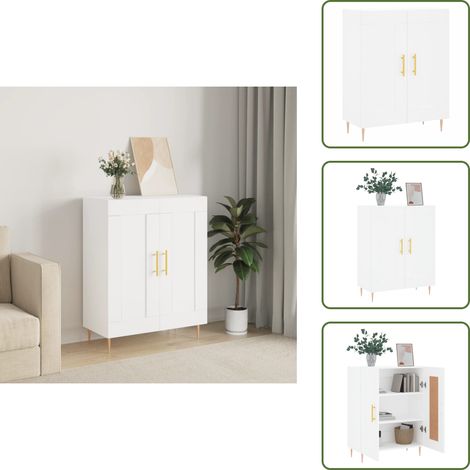Sideboard Weiß 69,5x34x90 cm Holzwerkstoff - Schreibtisch - Wohnzimmermöbel - Sideboard - Regal - Holzmöbel (1/5)