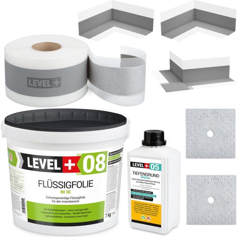 LEVEL+ Dichtset für Duschabdichtung Bad Dichtband Flüssigfolie 7kg SET100 (1/4)