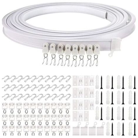 5 Mètres Rail de Plafond Pliable Rail de Rideau Incurvé Montage de Rideau de Plafond Flexible Rail de Fenêtres Courbes pour Rail de Rideau avec Système de Rail Rideau Lit Diviseur, Rail de Plafond (1/5)