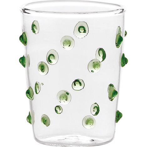 Zafferano Set 6 Bicchieri Party Tumbler Junior in Vetro Borosilicato Verde - Bicchierini decorati a pois per liquori, salse e tavole vivaci