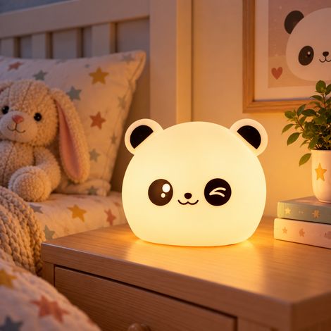 Lampe de nuit de table LED pour enfants à intensité variable par applaudissements 5VDC/USB 6500K [HO-PANDA-WW-CW] (1/3)