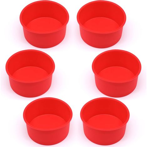 Moule À Gâteau Rond - Silicone Alimentaire Flexible Antiadhésif - Pour Gâteaux, Fromages Blancs, Mousses, Pains Et Chocolats - Lot De 6 Pièces (1/5)